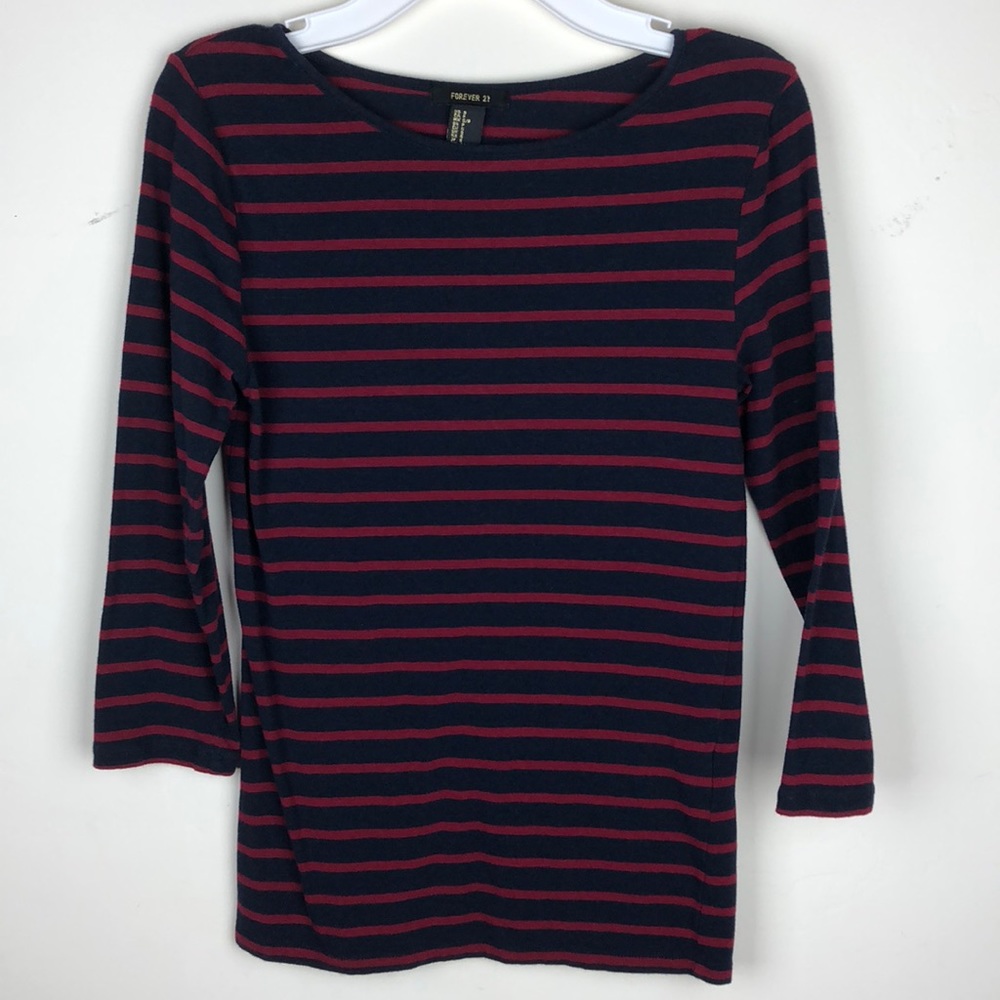 F21 Red & Blue Long Sleeve Top